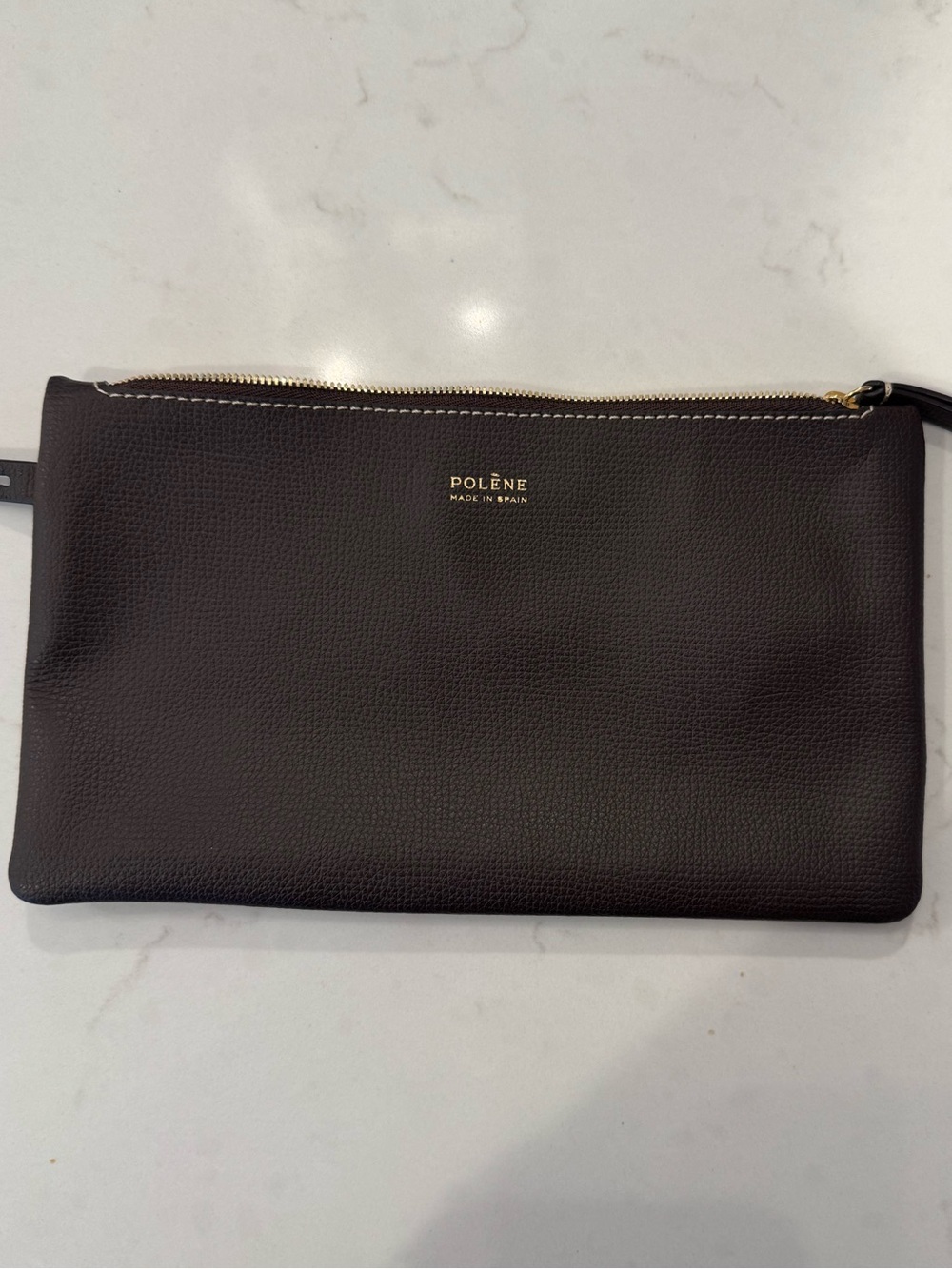 Women’s Leather Polene Pouch in Dark Brown